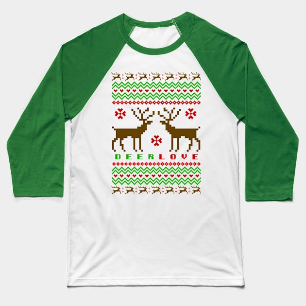 Ugly Sweater Deer - Funny Christmas Baseball T-Shirt by igzine